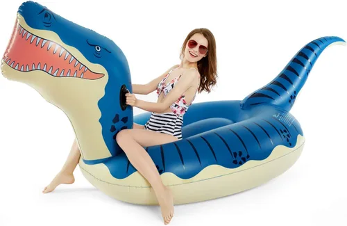 Jasonwell Flotador inflable de dinosaurio para piscina, para niños, niñas, adultos, 124 pulgadas, tiranosaurio gigante Rex, flotador, verano, playa,