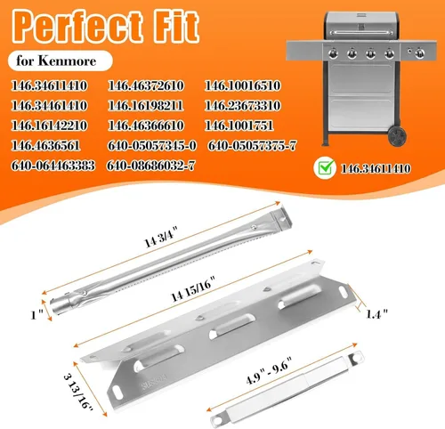 Miniatura 2 de Hisencn Piezas de repuesto de la parrilla del acero inoxidable SUS304 para Kenmore 146.34611410 146.23679310 146.10016510 146.34461410 146.16198211