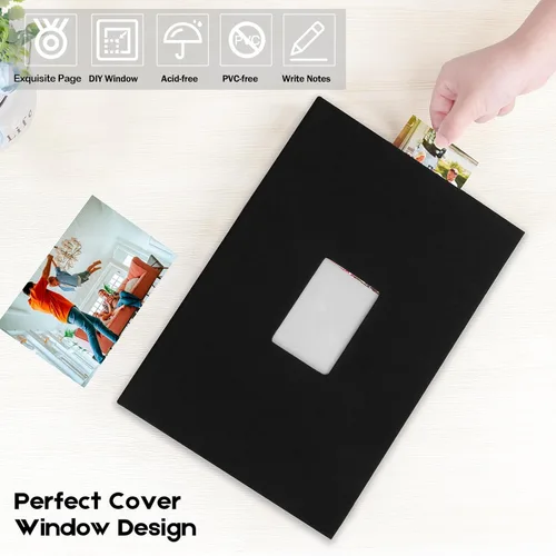 Miniatura 6 de Álbum de Fotos 4x6 360 Fotos con Espacio para Escribir Cubierta de Cuero con Ventana Frontal, Álbum de Imágenes 360 Fotos Libro de Álbum de Fotos