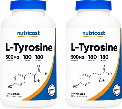 Miniatura 9 de Nutricost L-Tirosina 500 mg, 180 cápsulas - Sin gluten y sin OMG