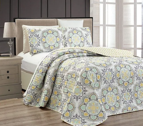 Miniatura 2 de Linen Plus - Juego de colcha reversible con diseño de medallón, diseño de medallón Gris