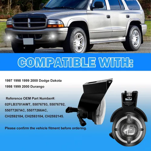 Miniatura 6 de Luces antiniebla LED y DRL para compatibles con Dodge Dakota 1997 1998 1999 2000/Dodge Durango 1998-2000, un par de luces antiniebla delanteras