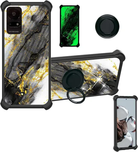 Miniatura 21 de Aroepurt Cricket Ovation 2 - Funda compatible con AT&T Maestro Max (2021) [PC duro + silicona suave] [purpurina dorada + luminosa] JSH-HDL