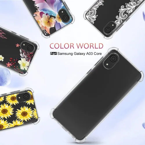 Miniatura 6 de Osophter Funda para Galaxy A03 Core con 2 protectores de pantalla transparente esquinas reforzadas TPU absorción de golpes flexible para Samsung