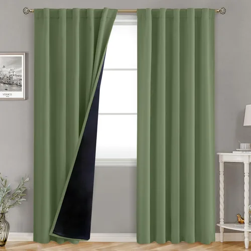 Miniatura 162 de BGment Cortinas 100% opacas beige de 63 pulgadas de largo con forro aislante térmico, bolsillo para varilla y lengüeta trasera de doble capa