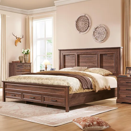 Miniatura 11 de ACCOHOHO Marco de cama tamaño Queen con cabecera de 52 pulgadas de alto, plataforma de madera con estribo y cajones de almacenamiento, no chirridos