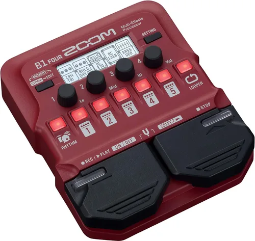 Miniatura 6 de Zoom B1 Four - Pedal procesador de multiefectos para bajo, con más de 60 efectos incorporados, modelado de amplificador, looper, sección rítmica