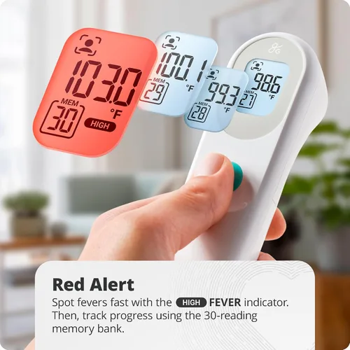 Miniatura 4 de Greater Goods Termómetro digital infrarrojo sin contacto para adultos, niños y bebés, termómetro de frente con agarre ergonómico, alarma de fiebre