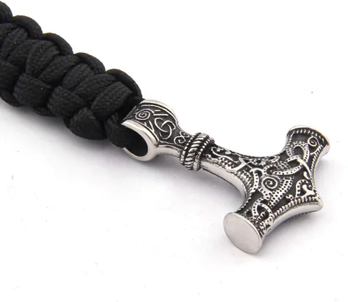 Miniatura 3 de BAVIPOWER Viking Mammen Thor Hammer - Pulsera trenzada con 4 opciones de longitud, acero inoxidable, joyería pagana Asatru para hombres y mujeres