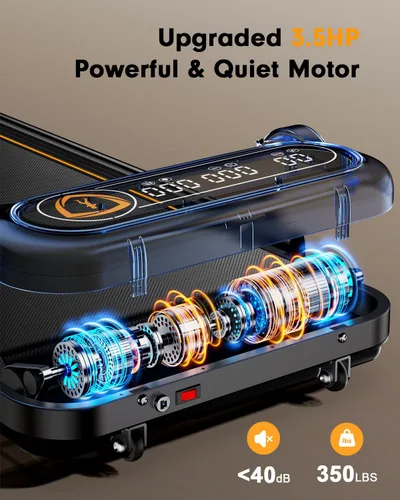 Miniatura 4 de Caminadora Trisomy con 10% de inclinación, caminadora de 3.5 HP de bajo ruido con barra de asa, cintas de correr portátiles Trisomy 4 en 1