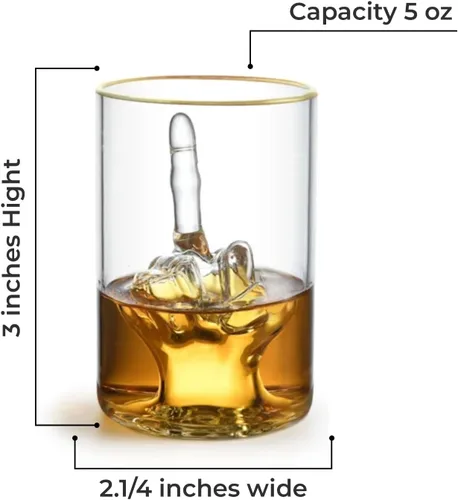 Miniatura 4 de Vasos de chupito personalizados – Vaso pequeño 3D de dedo medio de 4 onzas para chupitos de tequila – 1 pieza de vasos de chupito mini con vidrio