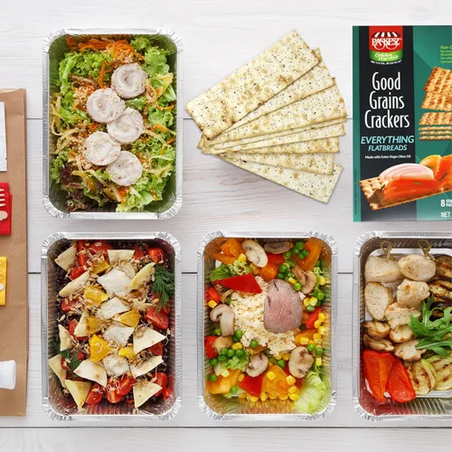 Miniatura 3 de Snacktery Everything Flatbread Crackers - Galletas finas totalmente naturales en 8 paquetes que se mantienen frescos, galletas de pan planas