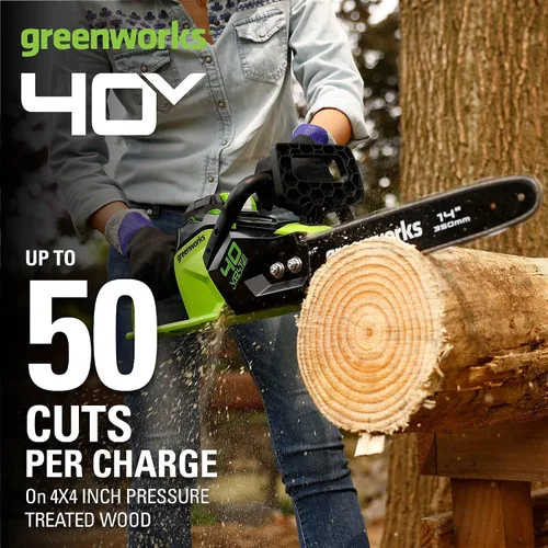 Miniatura 2 de Greenworks - Motosierra inalámbrica de 40 V y 14 pulgadas, eléctrica sin cable (Excelente para limpieza después de tormentas, poda y acampar), solo