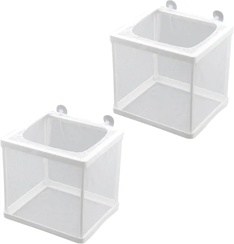 MY MIRONEY Caja de malla para incubadora de peces de 6.3 x 5.63 x 6.22 pulgadas, caja de criador de acuarios, malla de nailon blanco, red de
