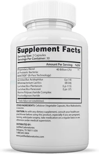 Miniatura 4 de Justified Laboratories Best Breath Max 40 mil millones de UFC Probiótico Soporte Oral 180 Cápsulas (paquete de 3)