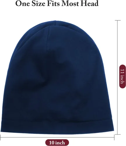 Miniatura 30 de 4 Pieces Satin Lined Beanie Cap Satin Sleep Lined Hat Slouchy Beanie Hat Night Silk Hair Cap for Women Men