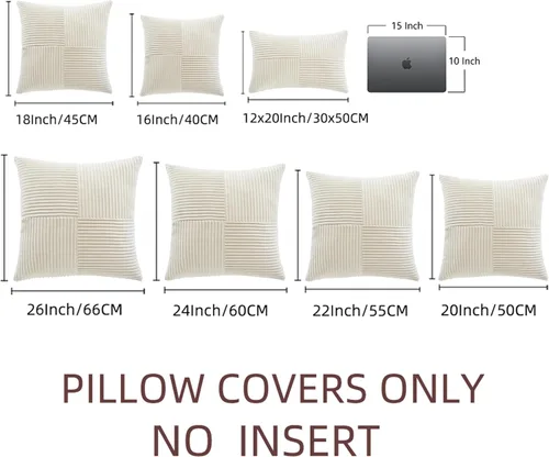 Miniatura 7 de Fancy Homi - Paquete de 2 fundas de almohada decorativas crema de 22 x 22 pulgadas para sala de estar, sofá, cama, estilo rústico, bohemio