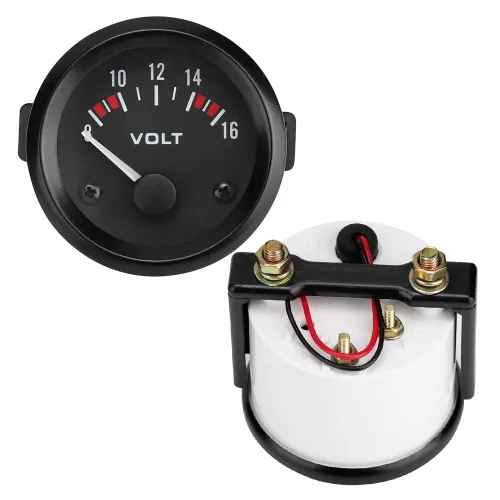 Miniatura 3 de Naroote Medidor de voltaje, medidor de voltaje de coche, medidor de voltaje de 12 V, 2.047 in/2 pulgadas, medidor de voltaje 8-16 V, voltímetro