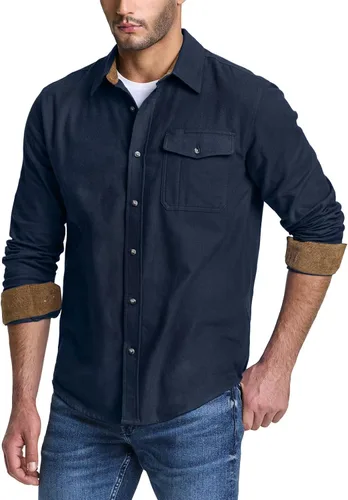 Miniatura 2 de CQR - Camisa de franela de algodón a cuadros con botones y manga larga para hombre, algodón cepillado suave, camisa de estilo informal