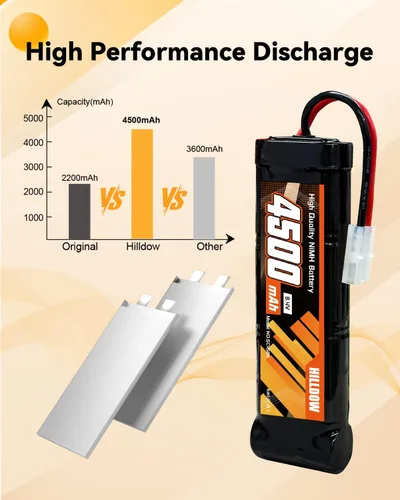 Miniatura 4 de Hilldow 8.4V NiMH Battery 4500mAh High Power Battery with TMY Connector for RC Car RC Truck Racing Hobby