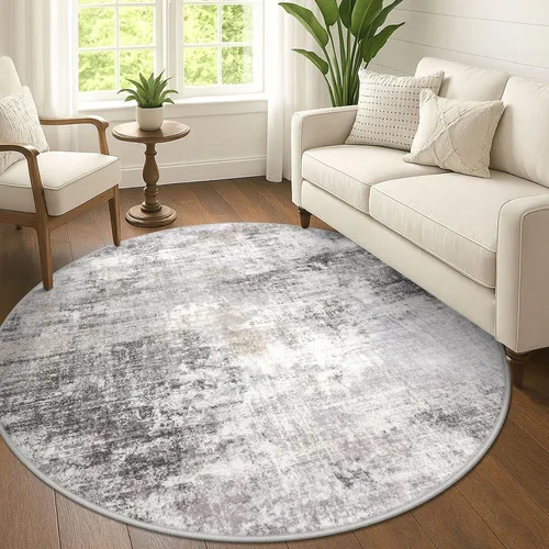 Miniatura 137 de IOHOUZE Alfombra pequeña abstracta de 2 x 3 pies, alfombra de entrada lavable para entrada interior, alfombras con respaldo de goma, alfombra gris