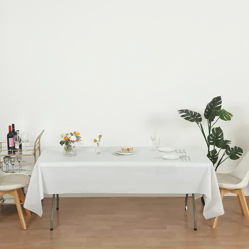 Miniatura 4 de Evershine (12 unidades de manteles de plástico resistentes, reutilizables, rectangulares de 54" x 108", blanco)