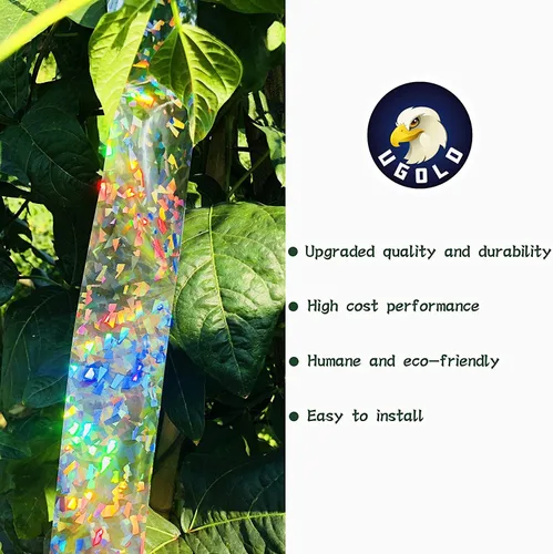 Miniatura 3 de Cinta reflectante Silver Bird Scaring, cinta holográfica, ideal para jardín, patio, campo y valla, 1 pulgada x 500 pies (plateado)