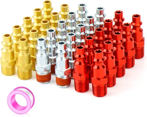 Miniatura 17 de GASHER 5 piezas de ajuste de herramienta de aire industrial de acero inoxidable 304 NPT hembra de 1/4 pulgada, tapones neumáticos de alto flujo