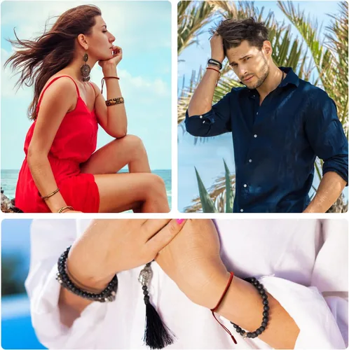 Miniatura 7 de Auténtica pulsera de nudo Dorje bendecida hecha a mano por monjes tibetanos con protección y talismán para mujeres y hombres F-rojo+multicolor+rojo