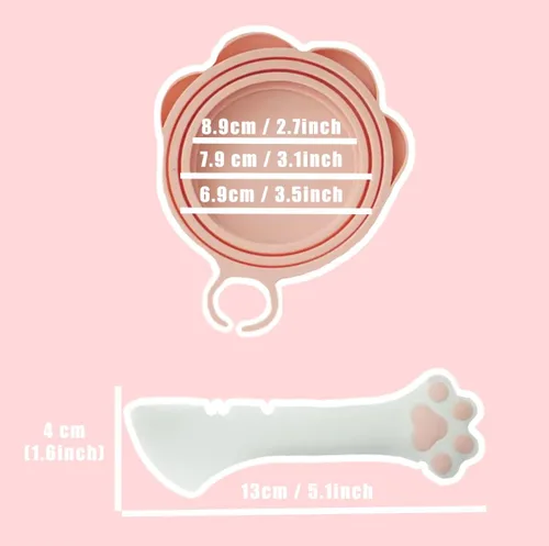 Miniatura 2 de Meow&Woof Tapa y cuchara para latas de comida para gatos, cubierta sin BPA para almacenamiento de alimentos húmedos de animales, reutilizable