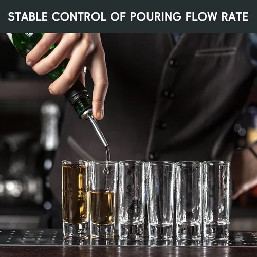 Miniatura 4 de AOZITA - Vertedor de botellas clásico de acero inoxidable, boquilla cónica, Vertedores de licor con tapas de goma para el polvo, Paquete de 12