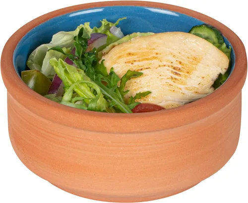 Restaurantware-Terra Tek Cazuelas de Terracota de 2.7 Onzas, 2 Ollas de Arcilla Esmaltada Azul Para Cocinar - Listas para Horno, Aptas para