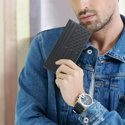 Miniatura 2 de Tidoneam Cartera larga para hombre con bandera de Estados Unidos, billetera de cuero plegable para hombre, regalos para hombres