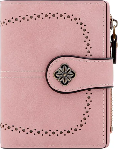 defway Cartera pequeña para tarjetas para mujer, cartera para mujer con soporte para tarjetas de bloqueo RFID, bolso pequeño compacto para mujer, 16
