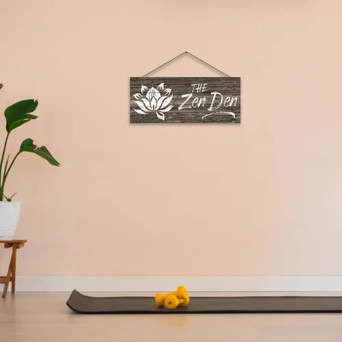 Miniatura 8 de 1 KINGO Letreros de casa de campo Zen Den: decoración rústica de estudio de yoga, decoración de habitación, impresión en lienzo de flor de loto