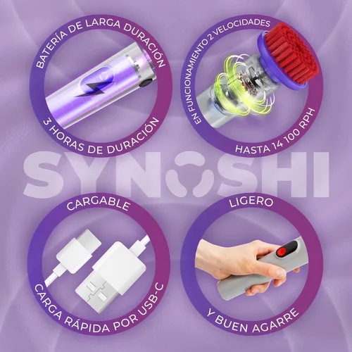 Miniatura 5 de SYNOSHI PRO Estropajo Eléctrico Giratorio, Cepillo de Limpieza Inalámbrico para Baño. Cepillo de Ducha Impermeable con Ángulos Ajustables, 2