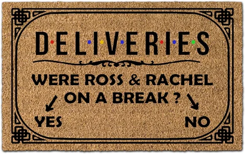 Felpudo de bienvenida personalizado para puerta al aire libre, con diseño de Ross & Rachel on a Break Entrance, tapete divertido para puerta