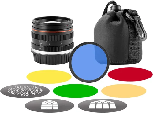 Westcott Kit de lente f/1.4 de 1.969 in para accesorio para kit de punto óptico Lindsay Adler - Incluye 3 gobos adicionales y geles de color creativo