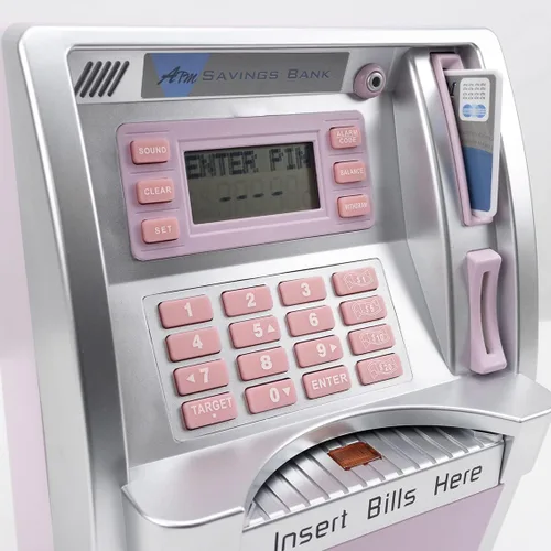 Miniatura 5 de LB Máquina de ahorro de cajeros automáticos mejorada 2025 para niños y adultos con tarjeta, cajero automático alcancía para dinero real