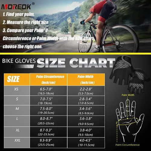 Miniatura 7 de MOREOK - Guantes para bicicleta de montaña (MTB) y ciclismo de descenso (DH), para hombres, de medio dedo, con almohadilla de gel que absorbe