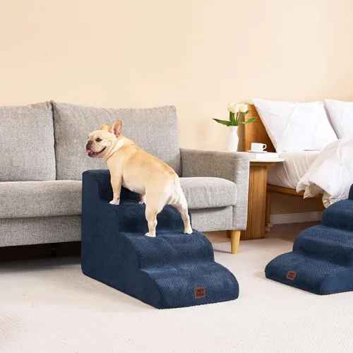 Miniatura 8 de EHEYCIGA Rampa de escaleras curvadas para perros para camas altas de 22.6 pulgadas de alto, escalones de 5 escalones para perros y gatos pequeños
