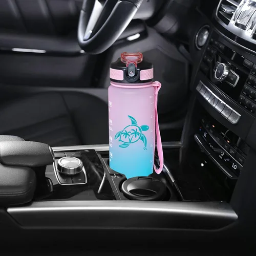 Miniatura 9 de Sea Turtle - Botella de agua con pajilla, a prueba de fugas, correa de transporte, sin BPA, botella de agua deportiva motivacional de 32 onzas
