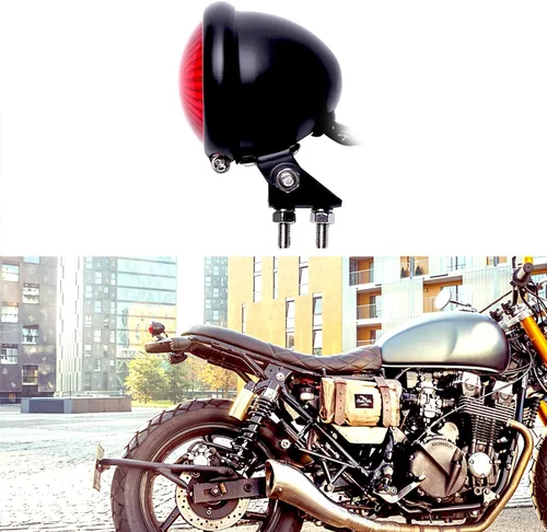 Miniatura 3 de Rich Choices - Faro trasero de motocicleta, luces de freno, lámpara de marcha para Cafe Racer, Chopper, Bobber Rojo