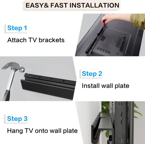 Miniatura 5 de Soporte de pared para TV sin pernos, soporte de TV sin tachuelas para televisores de 32 a 75 pulgadas, sin daños, sin anclajes, sin taladro, soporte