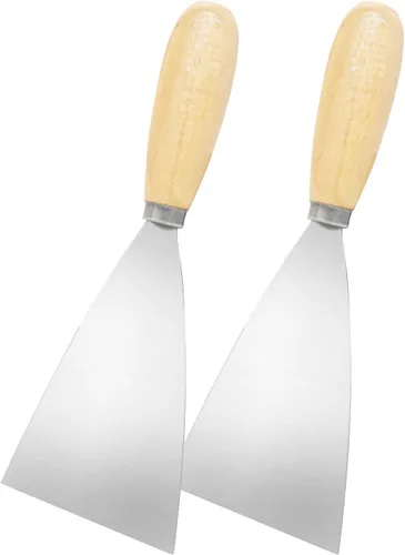 Miniatura 7 de Cuchillo de masilla, 2 raspadores de metal de 3 pulgadas, cuchillos de mango de madera para paneles de yeso, calcomanías, papel de pared, parches