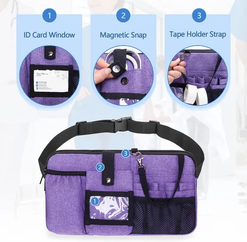 Miniatura 4 de Trunab Riñonera para enfermera, cinturón organizador de enfermería con correa de cintura ajustable, bolsa de cintura para suministros médicos