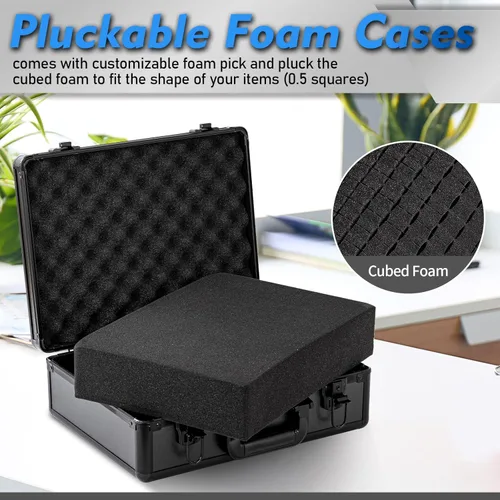 Miniatura 4 de Estuche Duro de Aluminio con Espuma Estuche Duro con Espuma de 16" x 12" x 6", Estuche para Cámara con Espuma Personalizada, Adecuado para el Uso