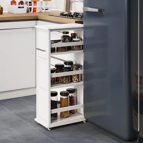 Miniatura 13 de Lavish Home Carrito de almacenamiento delgado de 3 niveles, carrito rodante estrecho de 16.7 x 9 pulgadas con asa y ruedas para baño, lavandería
