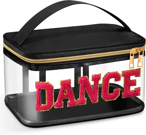 Miniatura 18 de Geetery Bolsa de Letras de Chenilla, Estuches de Viaje Meds Cheer Regalos para Porristas Bolsa de Cosméticos Maquillaje de Nylon Portátil Preppy