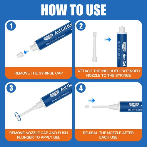 Miniatura 6 de Cebo de gel para hormigas, 3 tubos x 0.35 oz, uso en interiores y exteriores, gel asesino para el control de la mayoría de las principales especies